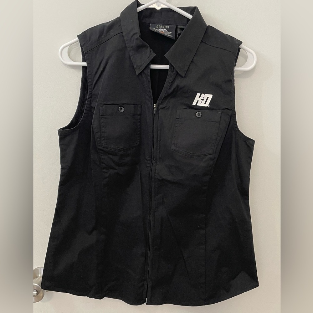 NWT Women’s Harley Davidson Zip  Up Black Tank Sleeveless Top Shirt Size Medium